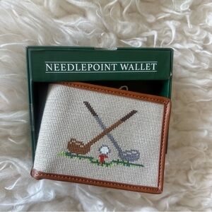 Eastwood Pines needlepoint golf Leather bifold Wallet*NWB